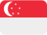 Singapore flag with crescent moon and stars on red.